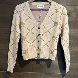 HEARTLOOM Shadow Rose Thorn Grid Cardigan Sweater Top S ~ NEW!